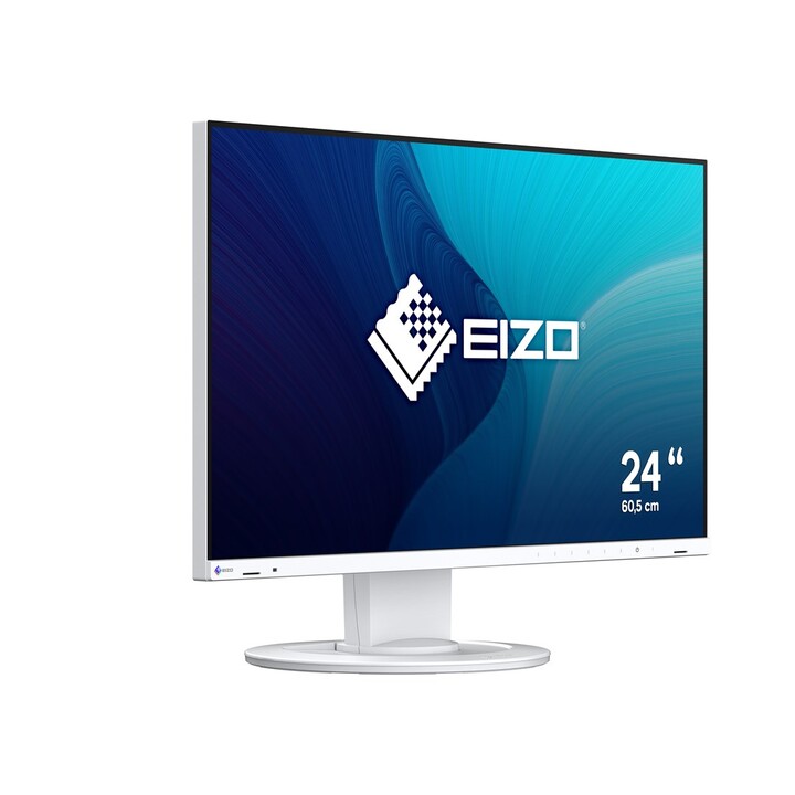 Monitor para PC EIZO FlexScan EV2400R-WT de 60,5 cm (23,8") com resolução Full HD de 1920 x 1080 pixels e tela branca.