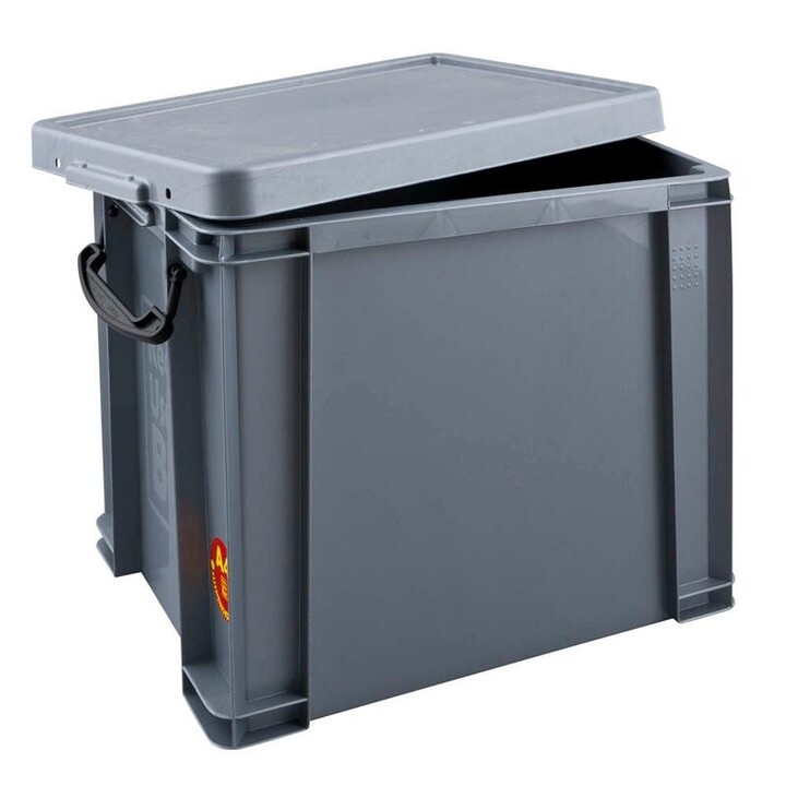 Caja de almacenamiento Really Useful Box de 19,0 l - 39,5 x 25,5 x 29,0 cm, color plata