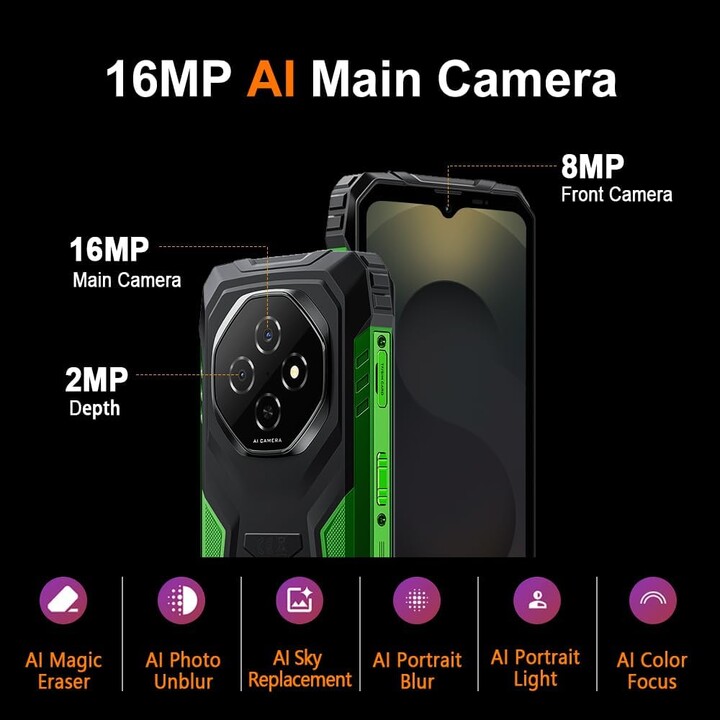 Blackview Fort 1, 6 GB 256 GB, schermo 6,56 90 Hz, 10000 mAh, verde