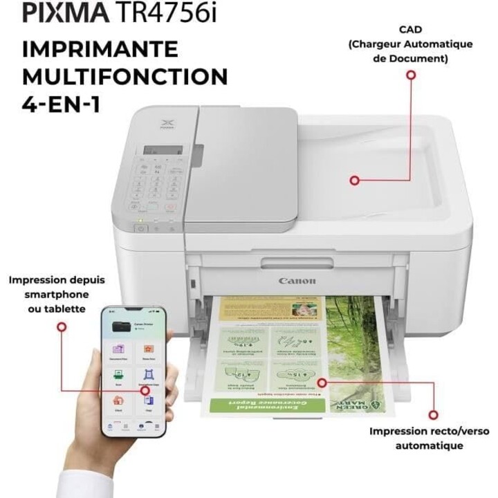 Canon PIXMA TR4756i Multifunzione fotografica WiFi/Duplex/Fax/Bianco