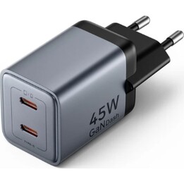 Chargeur mural GaN Vention FCDH0-EU / 2 ports USB Type-C / 45 W