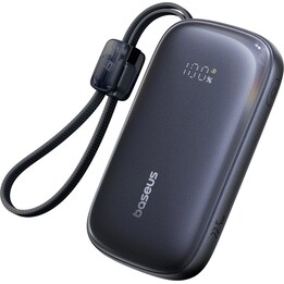 EnerFill FC21 Qpow 3 Ultra Digital Display Power Bank mit abnehmbarem Kabel 10000 mAh 22,5 W Schwarz