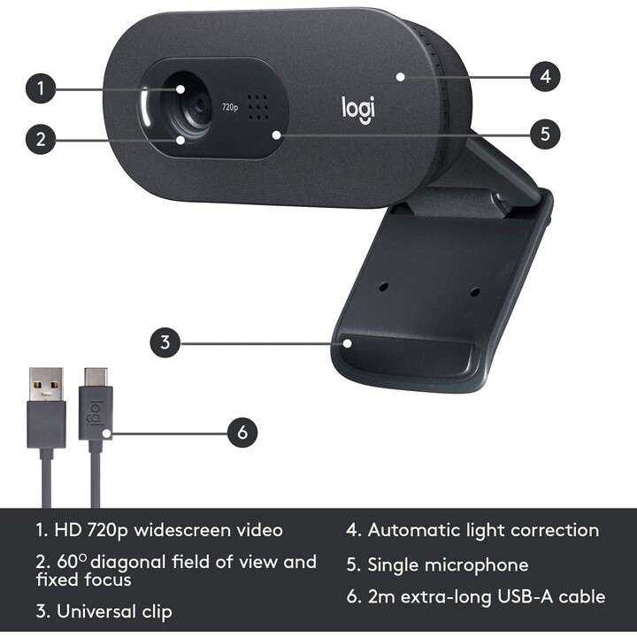 WEBCAM LOGITECH C505 HD NERO