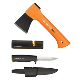CAMPING KIT: 5 AXES + KNIFE + SHARPENER