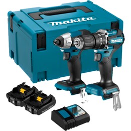 Makita DLX2414AJ 18V Drill/Impact Driver Kit (1/2" DHP487) + 1/4" Impact Driver DTD157