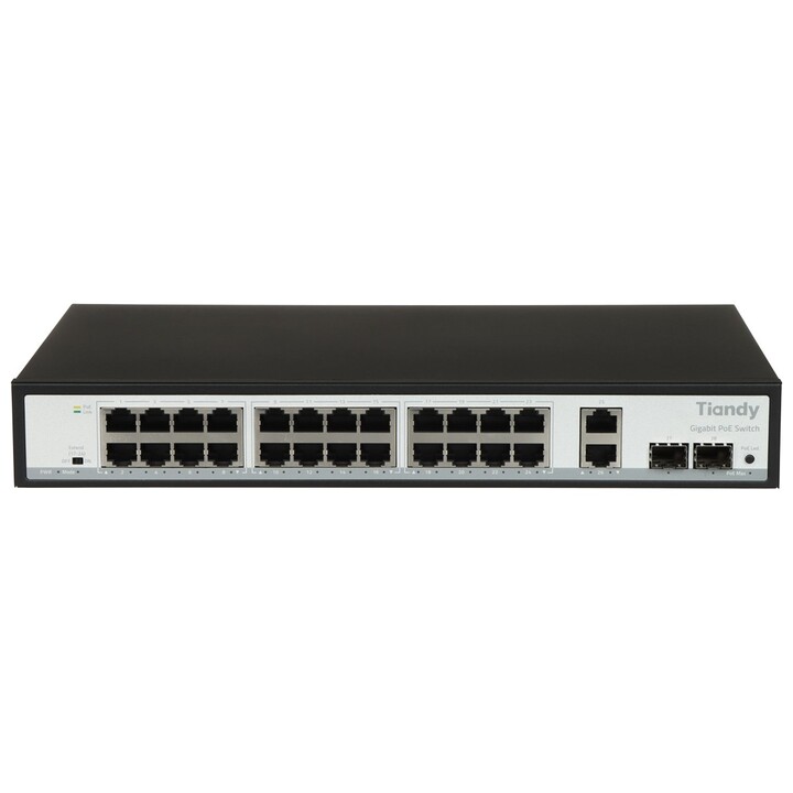Especificações do Switch PoE TC-P3S028: G/2422/AT/280 24 Portas SFP TIANDY