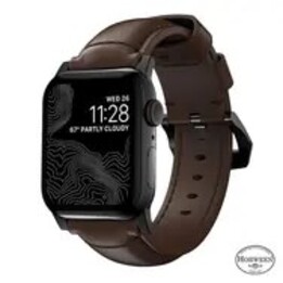 NOMAD Traditional Band - skórzany pasek do Apple Watch 46mm/49mm, skóra Horween (rustic brown, black hardware)