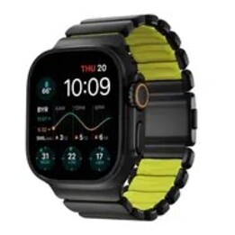 NOMAD Stratos Band - brazalete de titanio para Apple Watch de 49 mm con FKM (titanio negro, FKM volt)