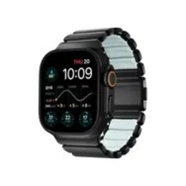 NOMAD Stratos Band - tytanowa bransoleta do Apple Watch 49mm z FKM (black titanium, icy blue glow FKM)