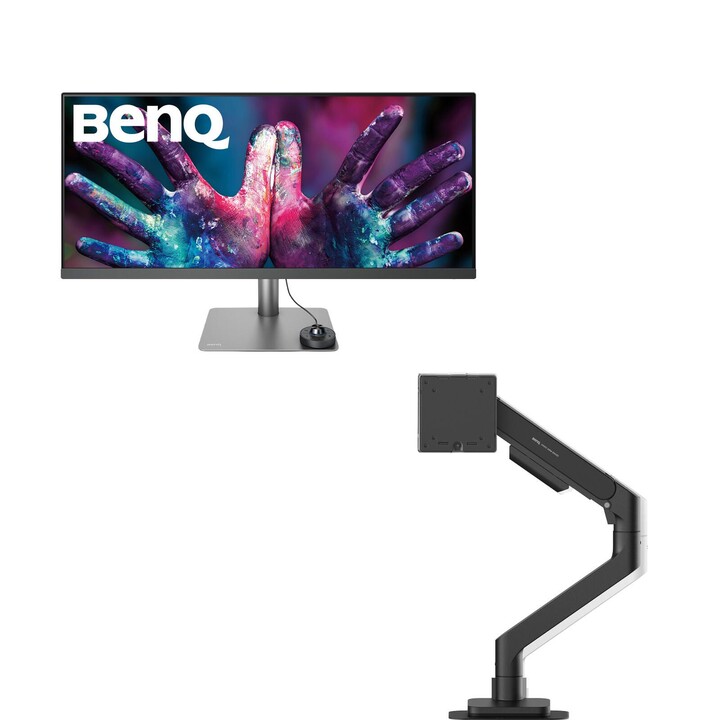 Monitor gráfico BenQ DesignVue PD3420Q de 86,36 cm (34 polegadas) + Braço articulado BenQ Ergo Arm BSH01