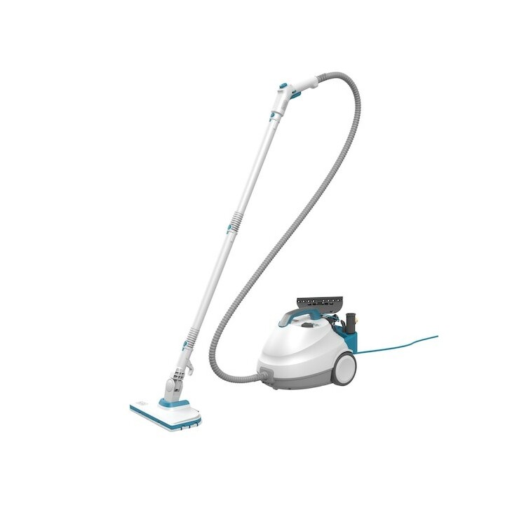Limpadora a vapor Black & Decker BHSMP2314-QS, cilindro de 1,2 L, 2300 W, azul e branca.