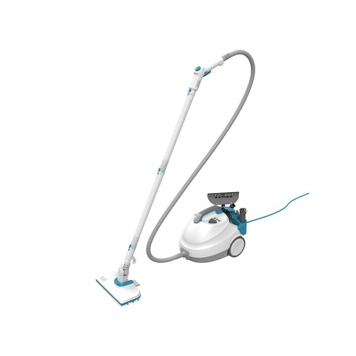Limpadora a vapor Black & Decker BHSMP2314-QS, cilindro de 1,2 L, 2300 W, azul e branca.