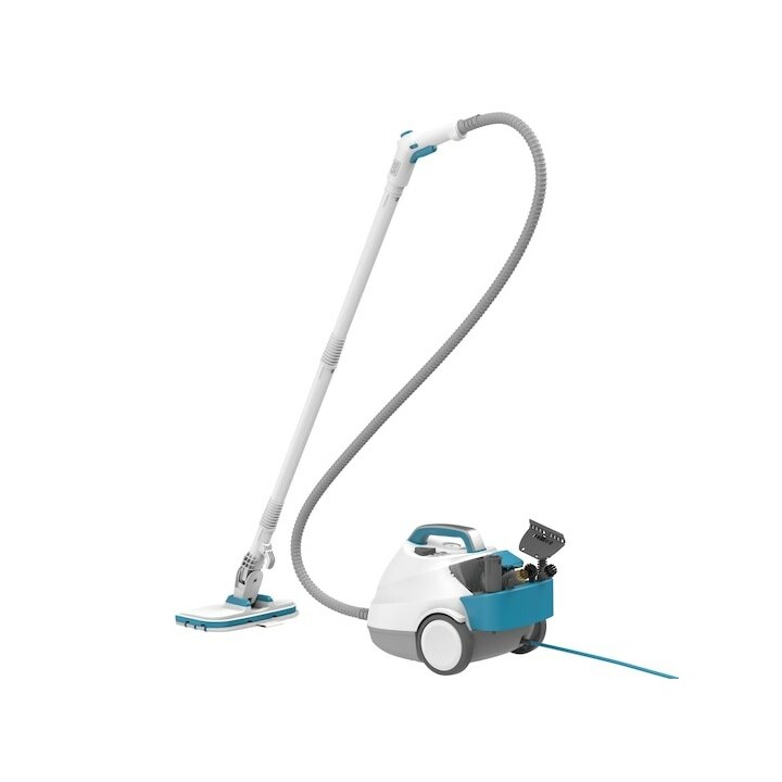 Limpadora a vapor Black & Decker BHSMP2314-QS, cilindro de 1,2 L, 2300 W, azul e branca.