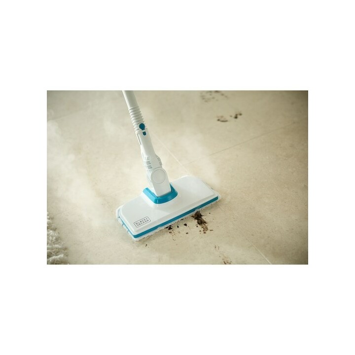 Limpadora a vapor Black & Decker BHSMP2314-QS, cilindro de 1,2 L, 2300 W, azul e branca.