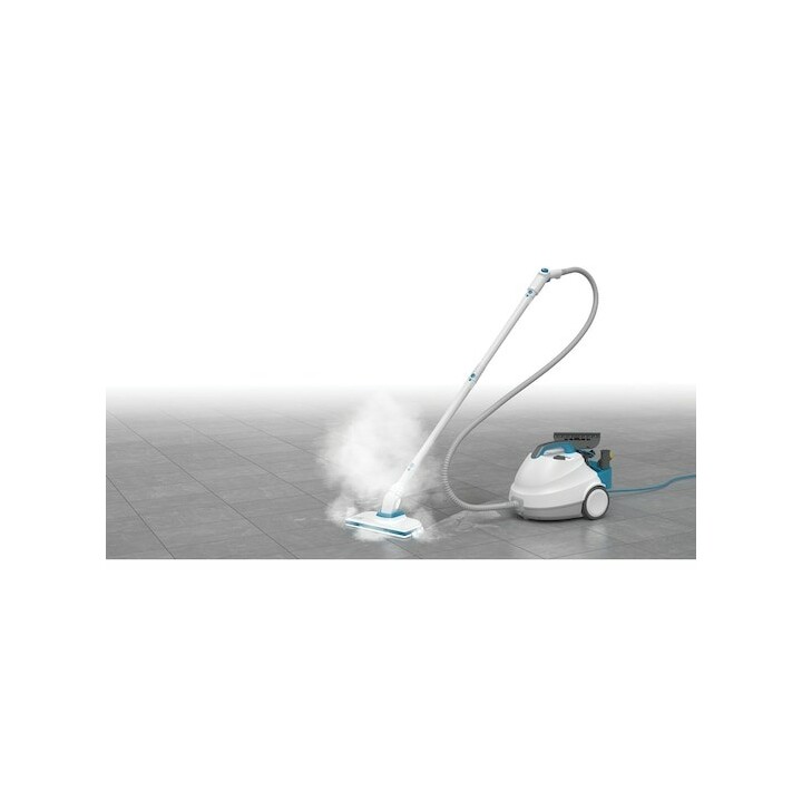 Limpadora a vapor Black & Decker BHSMP2314-QS, cilindro de 1,2 L, 2300 W, azul e branca.