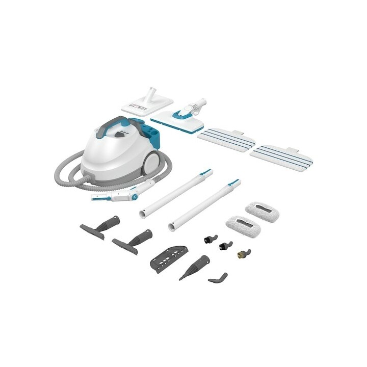 Limpadora a vapor Black & Decker BHSMP2314-QS, cilindro de 1,2 L, 2300 W, azul e branca.