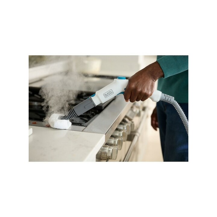 Limpadora a vapor Black & Decker BHSMP2314-QS, cilindro de 1,2 L, 2300 W, azul e branca.