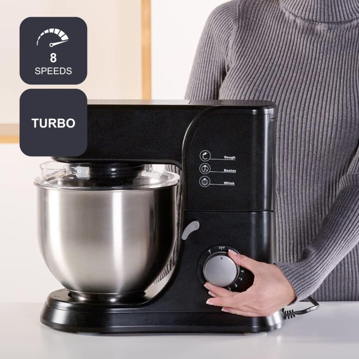 BLACK+DECKER BXKM1001E - Batedeira de pé de 1000 W | 8 velocidades + Turbo | Mistura planetária
