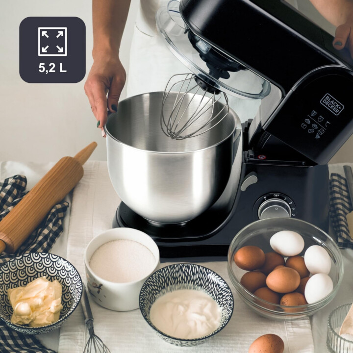 BLACK+DECKER BXKM1001E – 1000W Stand Mixer | 8 Speeds + Turbo | Planetary Mixing