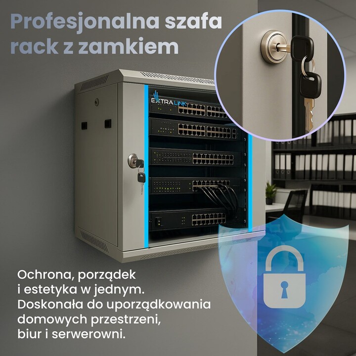 Extralink Rackmount-Schrank 9U 600x450 Grau Wandmontage