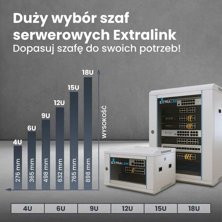 Extralink Rackmount-Schrank 9U 600x450 Grau Wandmontage