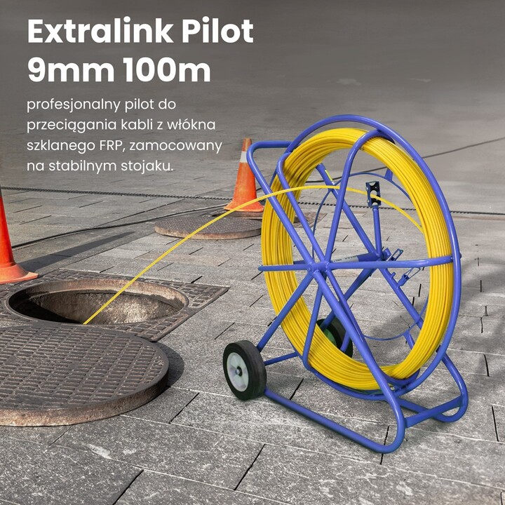EXTRALINK Pilot 9mm 100m varilla de tracción de cable fibra de vidrio FRP amarillo