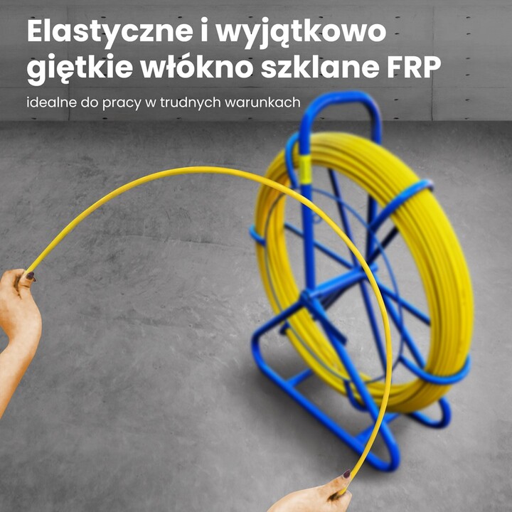 Asta di traino per cavo pilota Extralink 3,8 mm 75 m in fibra di vetro FRP, diametro 3,8 mm, lunghezza 75 m, giallo