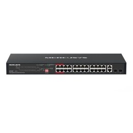 Switch poe+ no gestionable mercusys ms128gp 28p 28xrj45 1gb 24xpoe+ 2xsfp gb 295w 250m