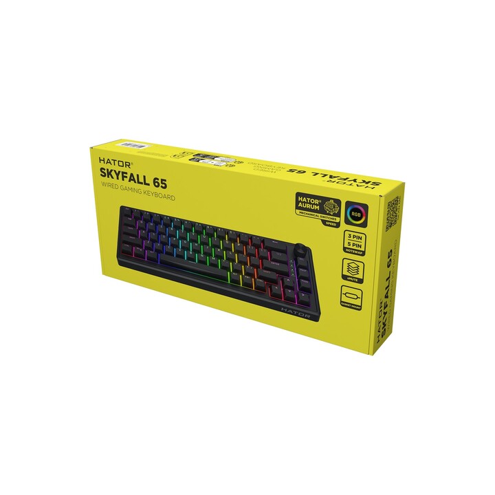 HATOR Skyfall 65 Wired Keyboard, Universal USB QWERTY English, Black