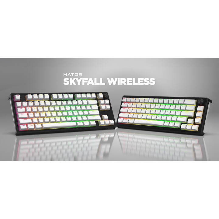 HATOR Skyfall Wireless 65 Gaming Keyboard USB + RF Wireless + Bluetooth QWERTY US English Black, White