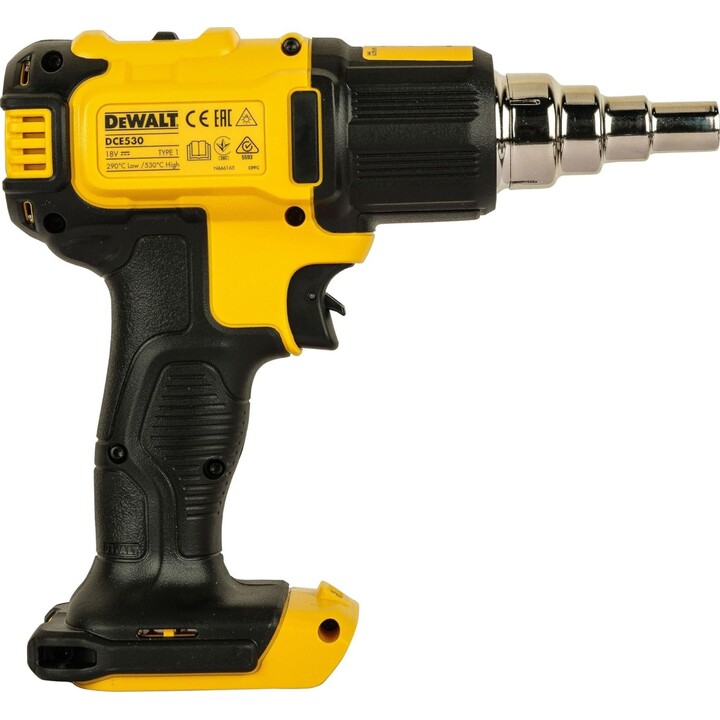 DEWALT DCE530N-XJ - 18V XR Heißluftgebläse, 290-530 °C, 2 Temperaturstufen, LED-Licht