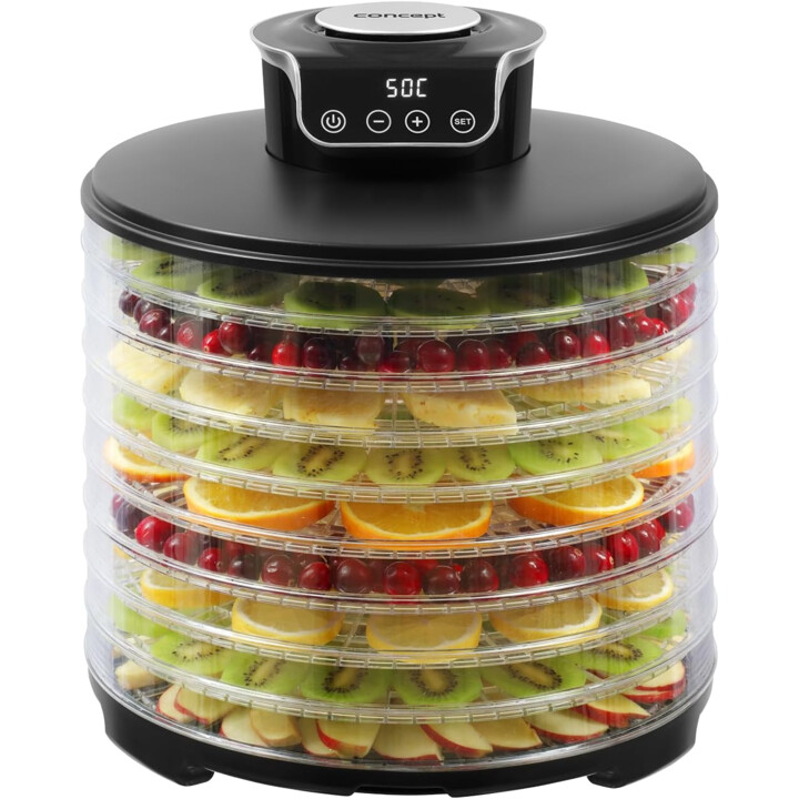 Concept Secador de alimentos, Deshidratador para setas, fruta, 9 tamices, 245W, SO3010