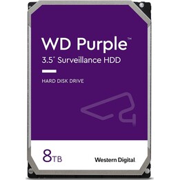 Western Digital - Disco rigido di sorveglianza interno WD 8TB viola - Classe 7200 RPM, SATA 6 Gb/s, 256MB Cache