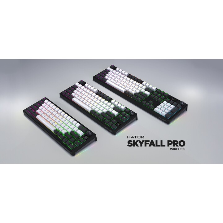 Tastiera da gioco wireless HATOR Skyfall Pro 65 USB + RF Wireless + Bluetooth QWERTY US Inglese Nero, Grigio