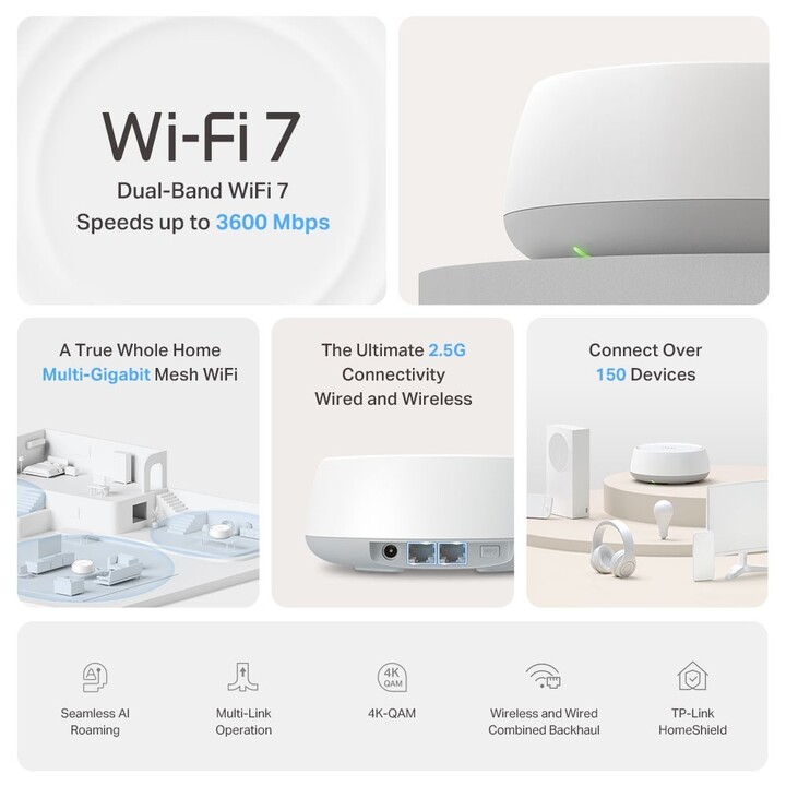 TP-Link DECO BE25(3-PACK) Mesh-WLAN-System Dual-Band (2,4 GHz/5 GHz) Wi-Fi 7 (802.11be) Weiß 2 Intern