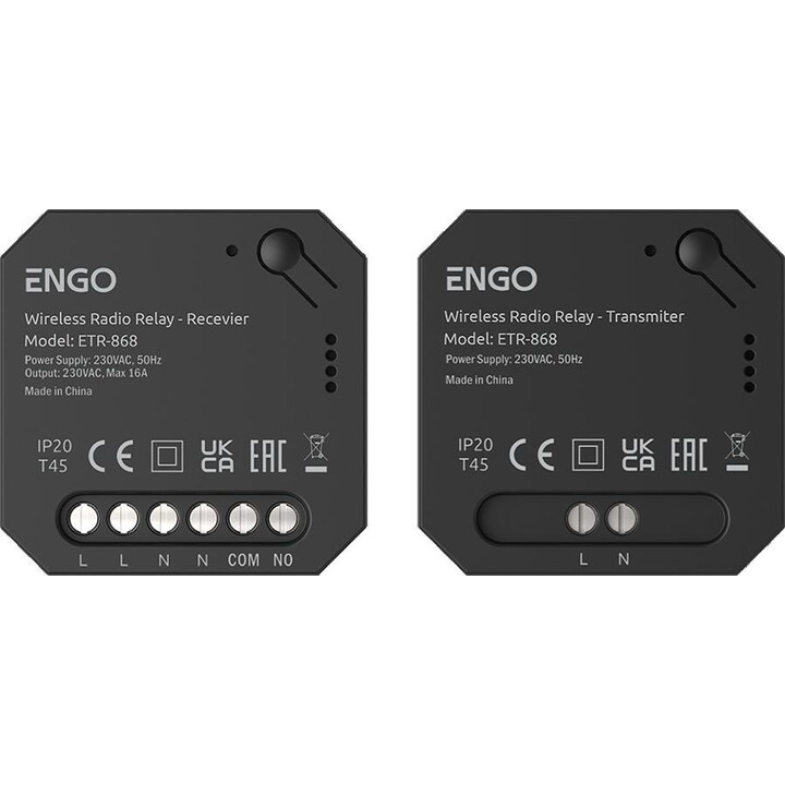 Relé sem fio EngoLink ETR-868, transmissor + receptor