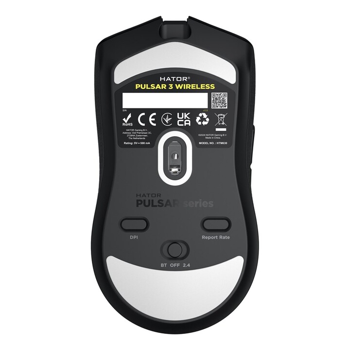 HTM630 HATOR Pulsar 3 Wireless Gaming Mouse Ambidextrous RF Wireless + Bluetooth + USB Type-C Optical 12000 DPI