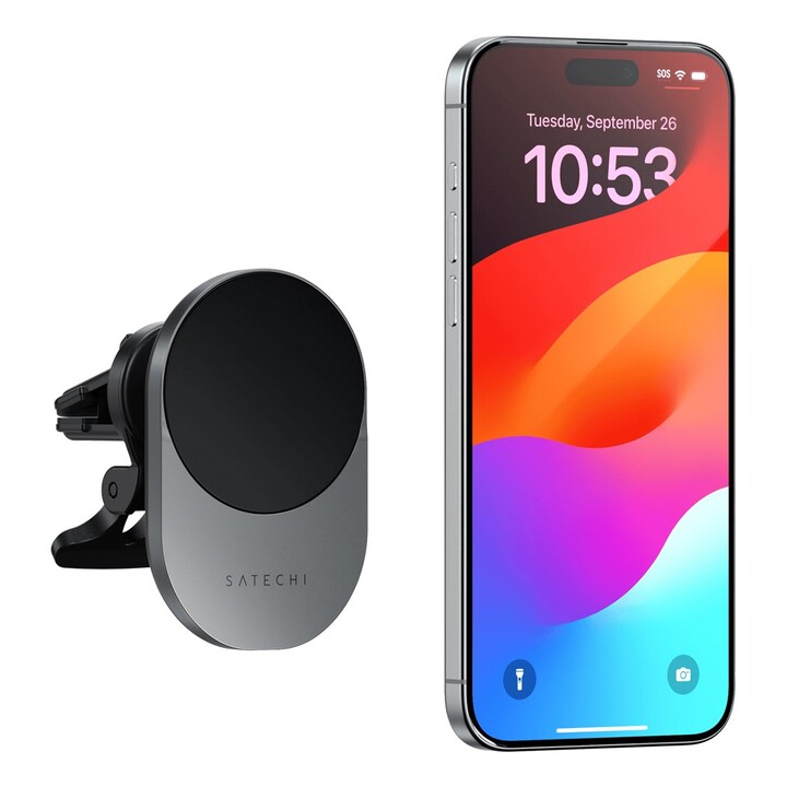 Satechi ST-Q2CCM Mobile Device Charger for Smartphones, Black/Gray, Cigarette Lighter Wireless Charger, Fast Charging