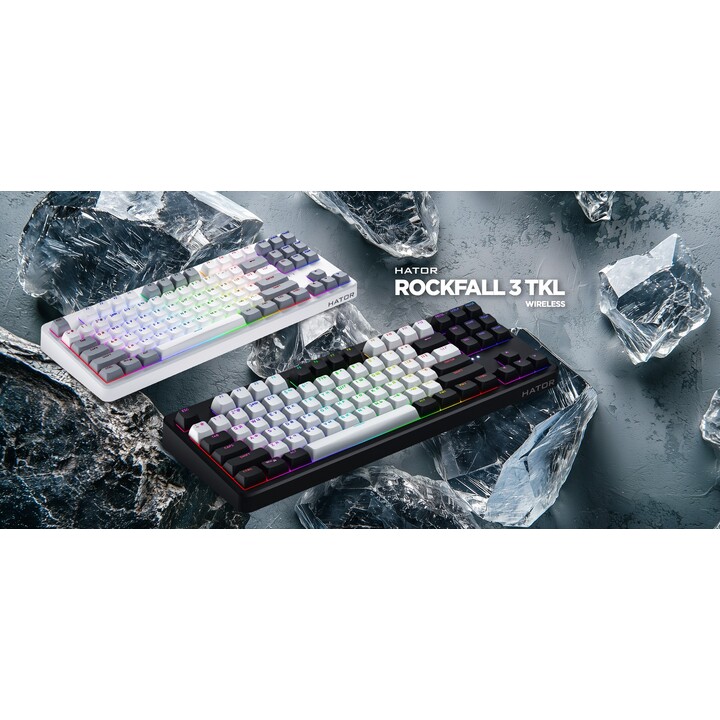 HATOR Rockfall 3 TKL Wireless clavier Gaming USB + RF Wireless + Bluetooth QWERTY US International Noir