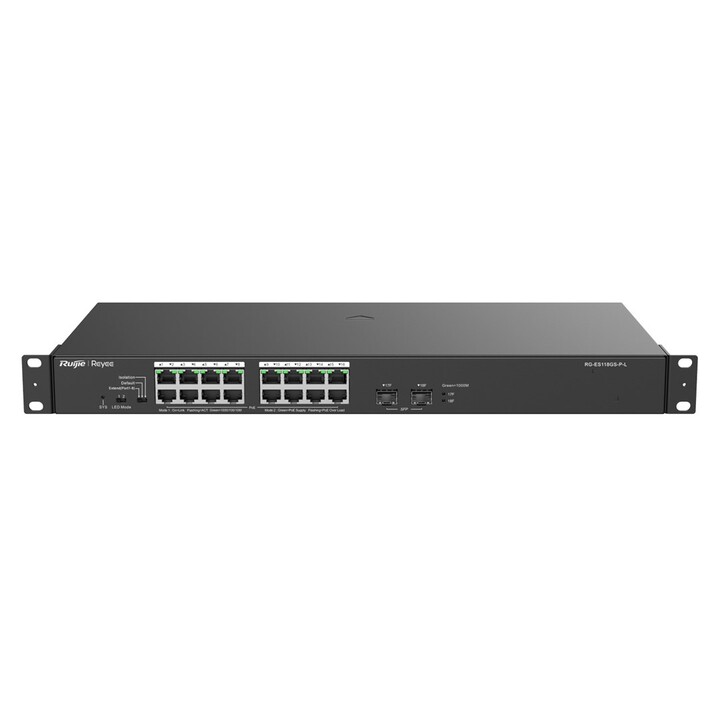 Switch Gigabit Ethernet L2 non gestito Ruijie Networks RG-ES118GS-PL (10/100/1000) con alimentazione tramite Ethernet (PoE), col
