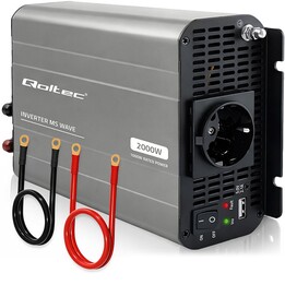 Convertidor de voltaje Qoltec MS Wave | 12V a 230V | 1000/2000W | USB | Compatible con LiFePO4 GEL AGM