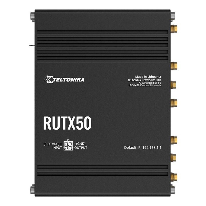 Teltonika RUTX50 Dual Band (2.4 GHz / 5 GHz) 5G Gigabit Ethernet Wireless Router Black