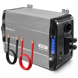 Qoltec Spannungswandler Pure Sine Wave | 12V auf 230V | 3000/6000W | LCD | USB | USB-C | Kompatibel mit LiFePO4 GEL AGM