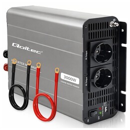 Convertidor de voltaje Qoltec MS Wave | 12V a 230V | 1500/3000W | USB | Compatible con LiFePO4 GEL AGM