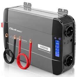 Qoltec Przetwornica napięcia Pure Sine Wave | 12V na 230V | 2000/4000W | LCD | USB | USB-C | Kompatybilna z LiFePO4 GEL AGM