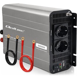 Qoltec Convertisseur de tension MS Wave | 12V vers 230V | 2500/5000W | USB | Compatible avec LiFePO4 GEL AGM