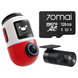 Cámara de salpicadero 70mai X800 Omni 4K/GPS/WiFi Dual Roja + Tarjeta SD 70mai de 128 GB