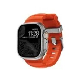 Correa NOMAD Rocky Point para Apple Watch de 46 mm/49 mm, fabricada en FKM y titanio (magma, acabado natural).