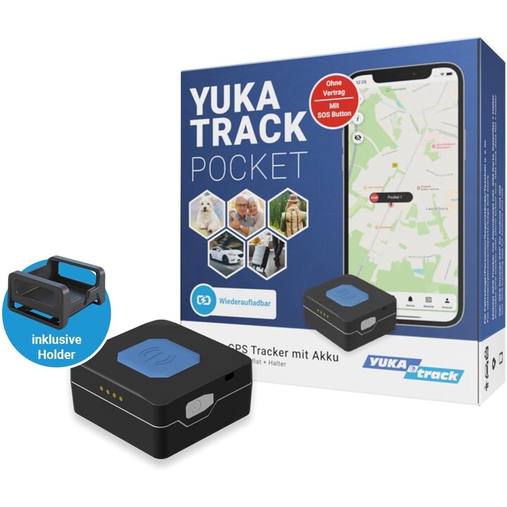 YUKAtrack Pocket GPS Tracker with Battery – SOS Function – For People, Seniors, Children, and Animals - No subscription
