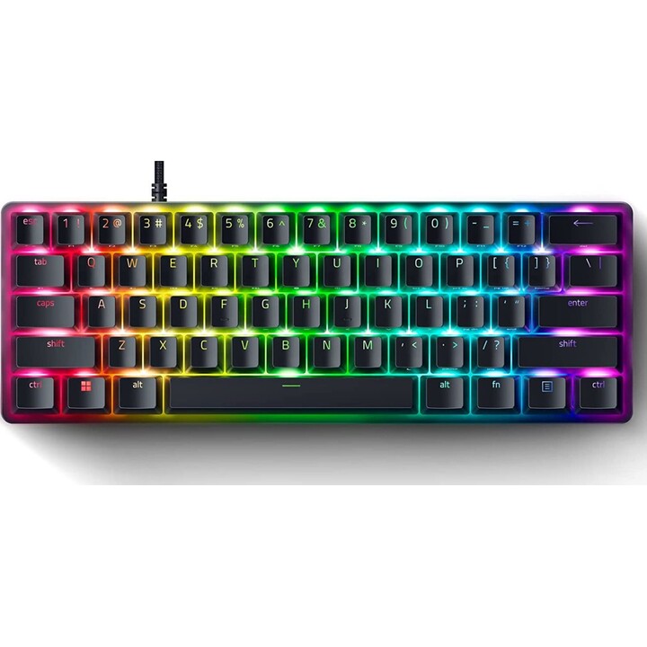 Teclado para juegos Razer Huntsman Mini Clicky Optical Purple Switch USB-C con retroiluminación RGB personalizable - RZ03-033901